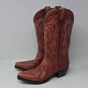 Shyanne Red Destresse and Tan Leather Insole Detail Western Cowgirl Boots Size 9